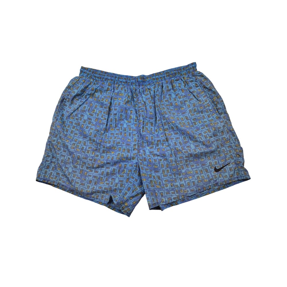 Nike Vintage Blue Geometric Abstract Print Mesh Athletic Shorts Mens XXL VTG 90s